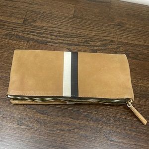 Clare v striped fold over clutch